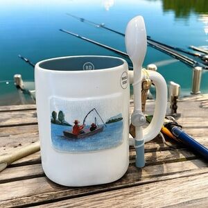 NEW Rae Dunn Double Sided Gone Fishing Mug